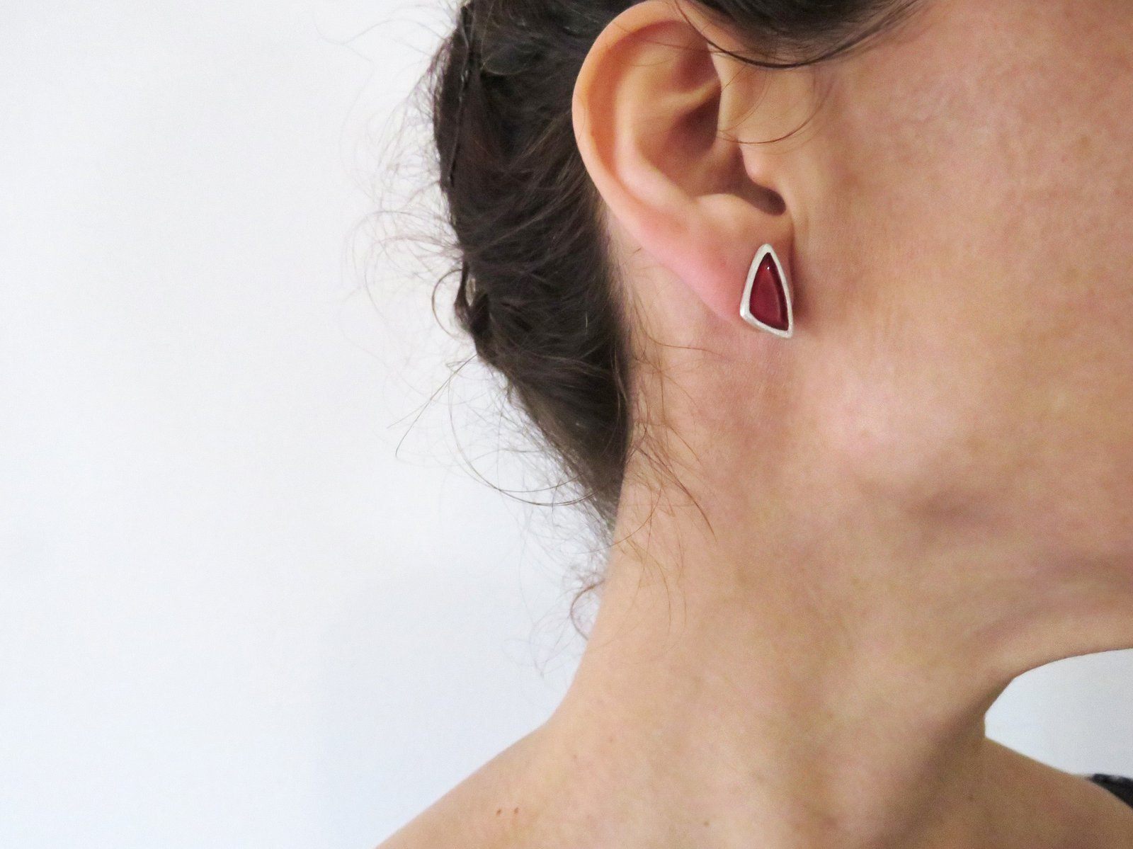Triangular Enameled Silver Earrings - Jewelry Design | KimyaJoyas