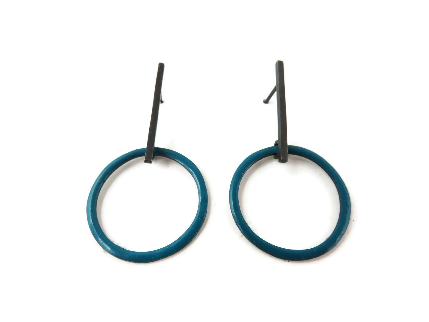 Turquoise Enamel Hoops Earrings - Colorful Jewelry | KimyaJoyas